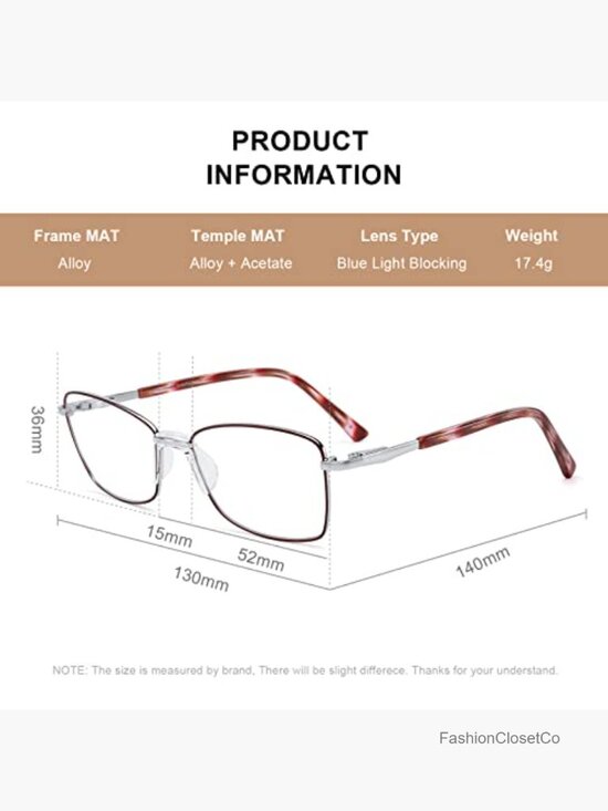 Metal Frame Reading Glasses with Spring Hinge Blue Light Blocking main image 7